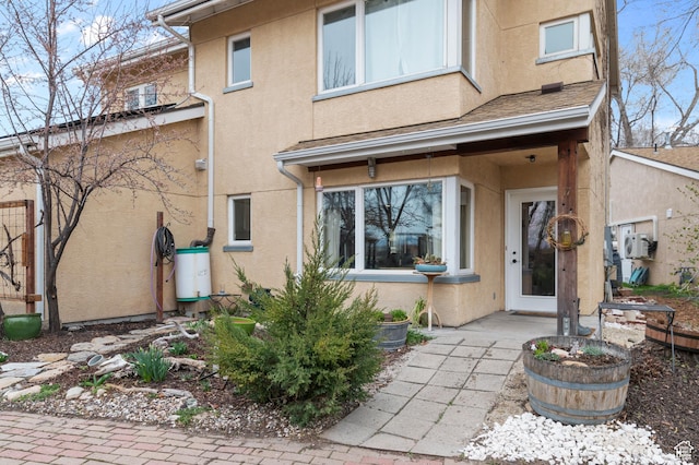 rear view of property with stucco siding