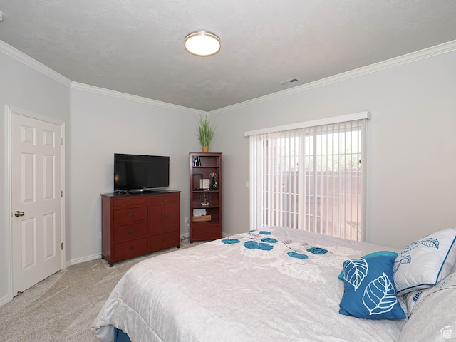 3745 S 700 E Unit 104, Millcreek, UT 84106 - bedroom with light colored carpet, visible vents, baseboards, and ornamental molding