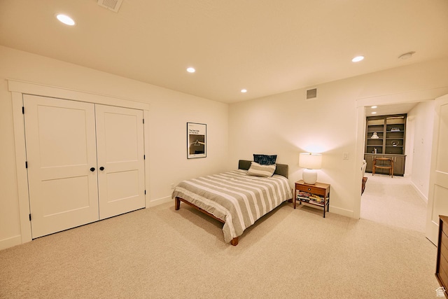 6889 W Lake Ave, South Jordan, UT 84009 - bedroom with recessed lighting, light colored carpet, and visible vents