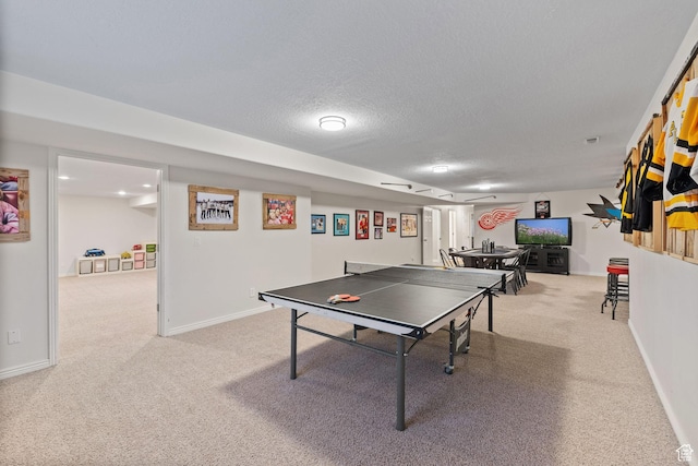 6208 W Bull River Rd, Highland, UT 84003 - game room with light carpet, baseboards, and a textured ceiling