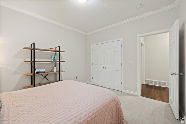 6208 W Bull River Rd, Highland, UT 84003 - carpeted bedroom with crown molding, baseboards, and a closet