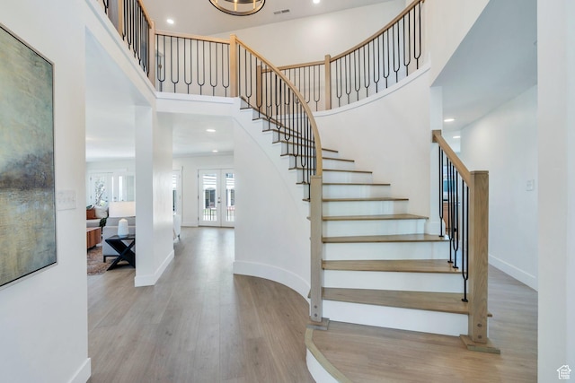 881 S 635 W, Orem, UT 84058 - stairway with baseboards, a towering ceiling, and wood finished floors
