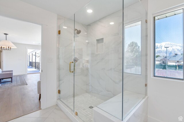 881 S 635 W, Orem, UT 84058 - bathroom with plenty of natural light, baseboards, recessed lighting, and a marble finish shower