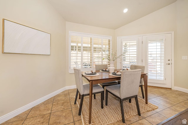 1886 S 830 W Unit D, Syracuse, UT 84075 - dining space with light tile patterned floors, baseboards, and vaulted ceiling