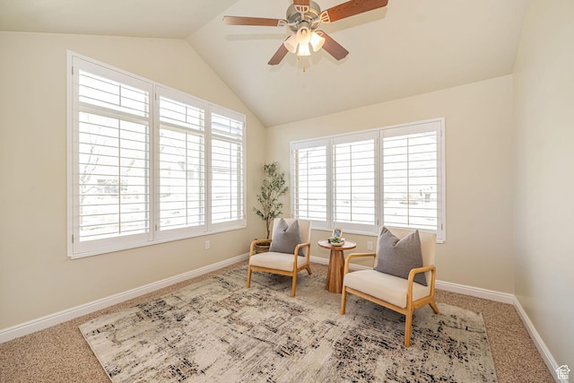1886 S 830 W Unit D, Syracuse, UT 84075 - sitting room featuring carpet flooring, a ceiling fan, baseboards, and lofted ceiling