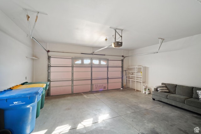 garage with a garage door opener