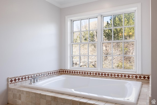 67 E Dorchester Dr, Salt Lake City, UT 84103 - full bath featuring a bath, a wealth of natural light, and crown molding