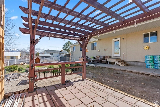 379 S Utah Dr, Grantsville, UT 84029 - view of patio with a pergola, entry steps, and fence