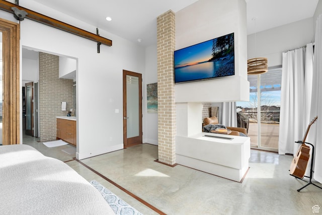 4601 N Toscana Hills Dr, Lehi, UT 84043 - bedroom with concrete flooring, ensuite bathroom, baseboards, and access to outside