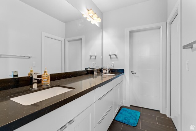 4601 N Toscana Hills Dr, Lehi, UT 84043 - bathroom featuring double vanity, tile patterned flooring, and a sink
