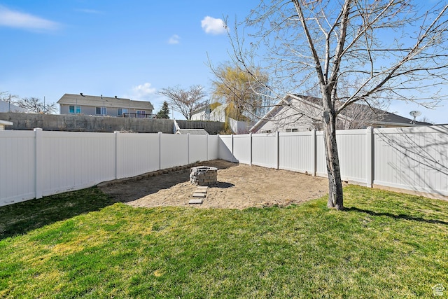 6874 S Hoyle Cir, West Jordan, UT 84081 - view of yard featuring a fenced backyard and a fire pit