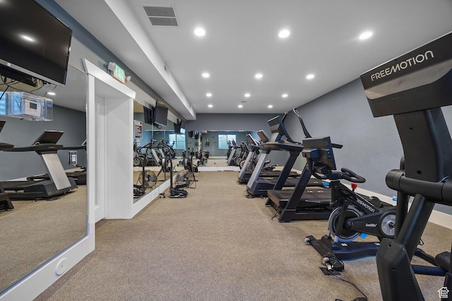 740 S 70 E, Smithfield, UT 84335 - exercise room featuring carpet flooring, visible vents, and recessed lighting