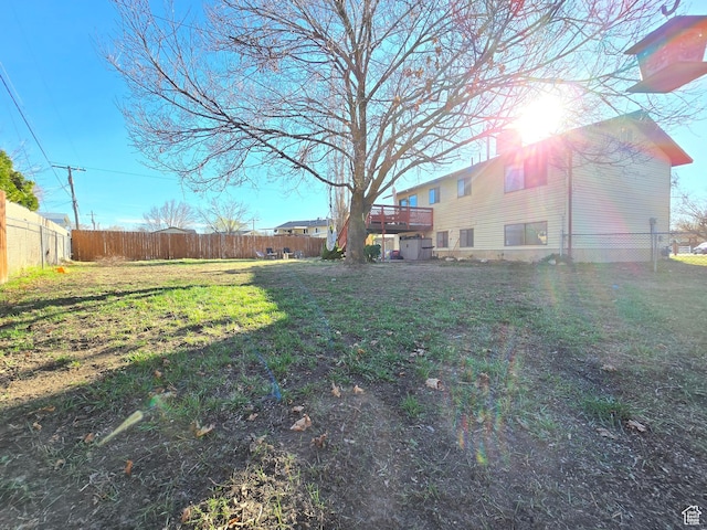 243 Downs Cir, Ogden, UT 84404 - view of yard with a fenced backyard and a wooden deck