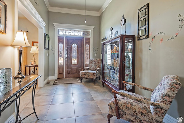 3173 N 1050 W, Pleasant View, UT 84414 - entryway featuring a high ceiling, tile patterned floors, ornamental molding, and baseboards