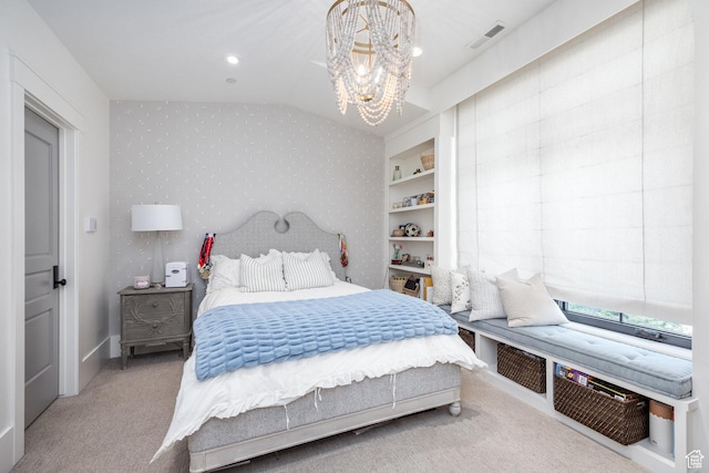 1230 S Eaglenest Dr, Woodland Hills, UT 84653 - bedroom with a chandelier, carpet flooring, and lofted ceiling
