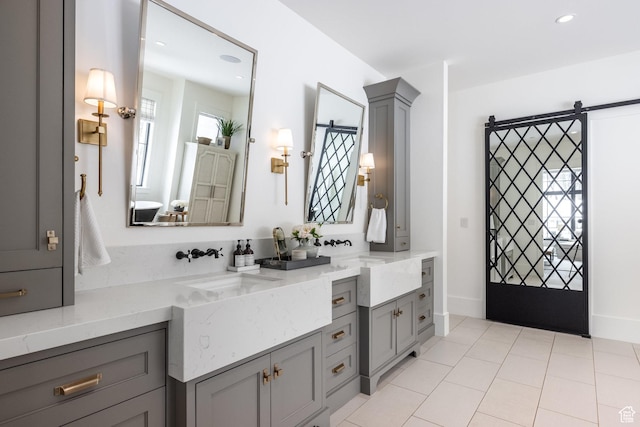 1230 S Eaglenest Dr, Woodland Hills, UT 84653 - full bath with vanity, tile patterned flooring, baseboards, and recessed lighting