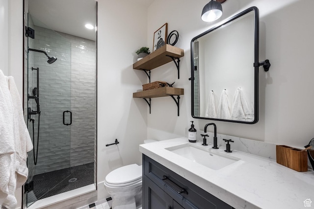 1230 S Eaglenest Dr, Woodland Hills, UT 84653 - full bathroom with toilet, vanity, and a stall shower