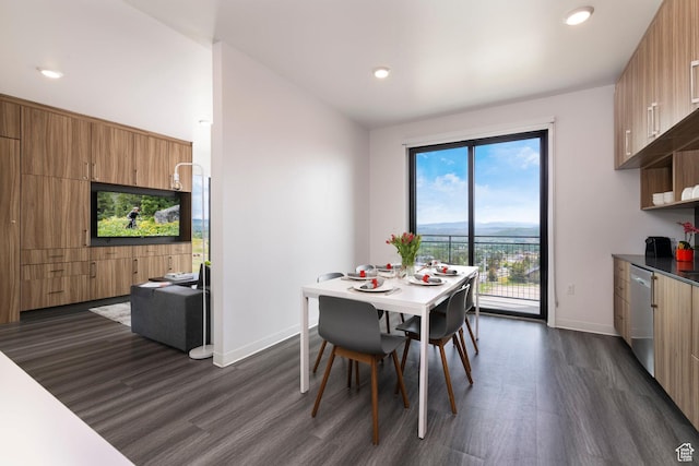 2670 W Canyons Resort Dr Unit 437, Park City, UT 84098 - dining room featuring dark wood finished floors, baseboards, and recessed lighting