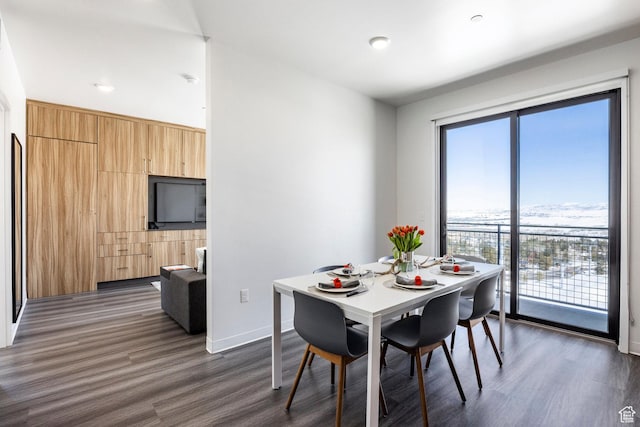 2670 W Canyons Resort Dr Unit 437, Park City, UT 84098 - dining space featuring dark wood-type flooring and baseboards