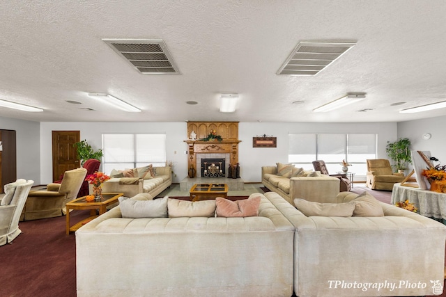 180 N 1100 E Unit 165, Washington, UT 84780 - living area featuring visible vents, dark carpet, and a textured ceiling