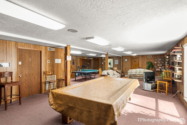 180 N 1100 E Unit 165, Washington, UT 84780 - rec room with carpet floors, pool table, visible vents, and wooden walls