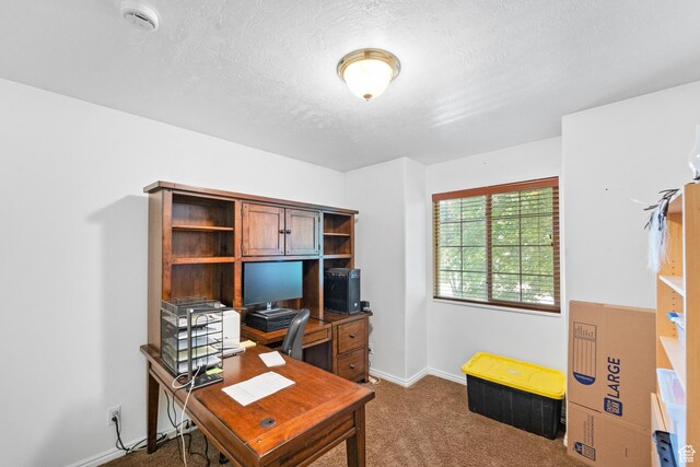 18509 Jefferson Ave, Eagle Mountain, UT 84013 - carpeted home office featuring baseboards and a textured ceiling