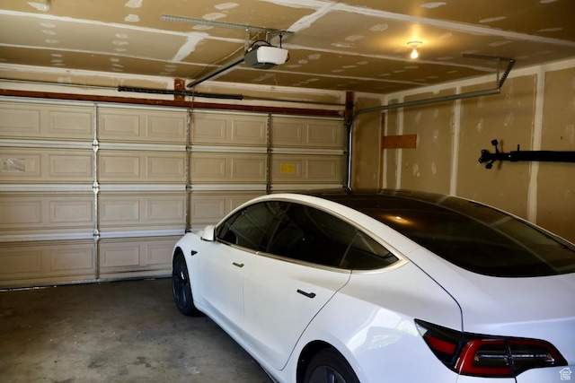 garage with a garage door opener