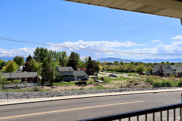 balcony featuring a mountain view