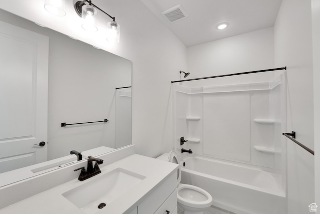 2156 S 4140 W Unit 69, Taylor, UT 84401 - bathroom featuring visible vents, shower / bathtub combination, toilet, recessed lighting, and vanity