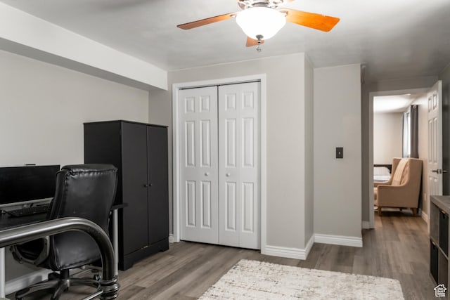 1348 W 200 S, Vernal, UT 84078 - office with a ceiling fan, baseboards, and wood finished floors