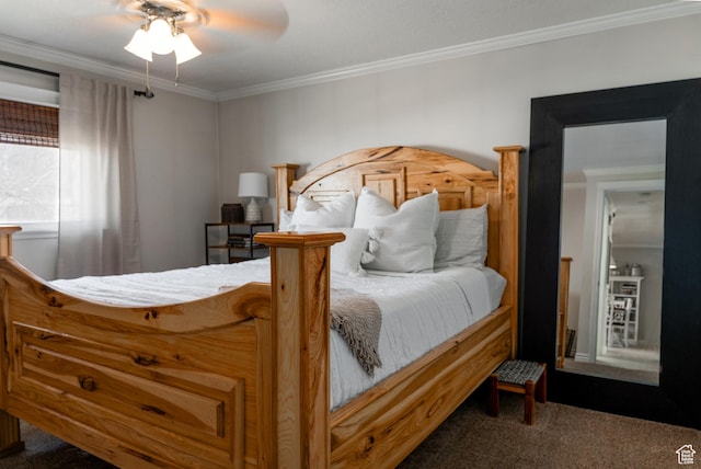 1348 W 200 S, Vernal, UT 84078 - bedroom with carpet flooring, ornamental molding, and ceiling fan