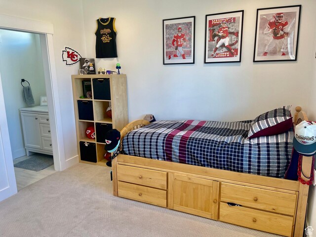9940 N Vande Way, Eagle Mountain, UT 84005 - bedroom with light carpet and ensuite bathroom