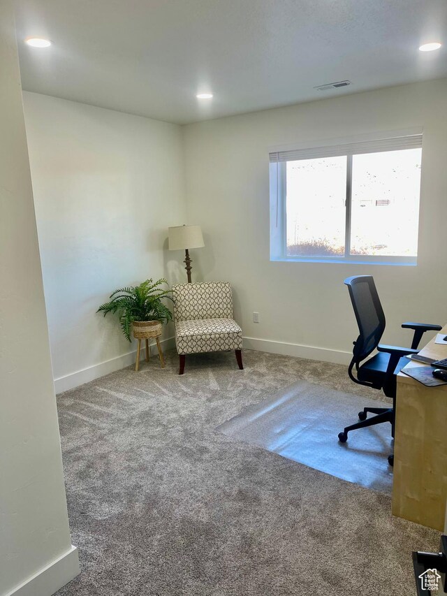9940 N Vande Way, Eagle Mountain, UT 84005 - carpeted office with baseboards, visible vents, and recessed lighting