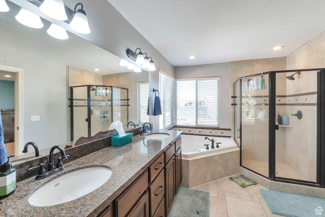 6092 W 13400 S, Herriman, UT 84096 - full bathroom with a shower stall, tile patterned flooring, a bath, and a sink