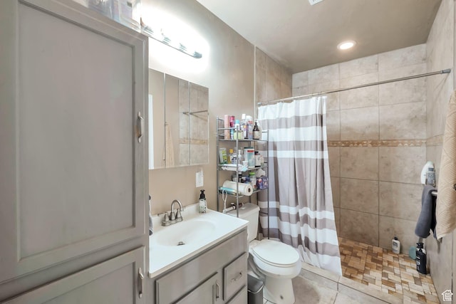 6092 W 13400 S, Herriman, UT 84096 - bathroom featuring toilet, tiled shower, vanity, and recessed lighting
