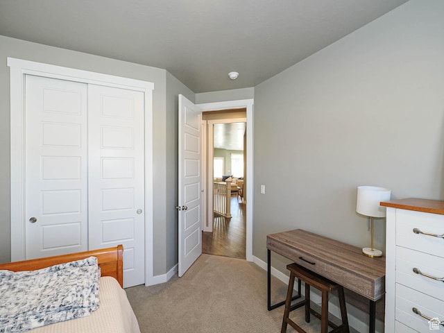 3631 W Cornstalk Way S, Riverton, UT 84065 - bedroom with light carpet, baseboards, and a closet