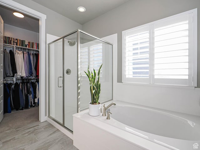 3631 W Cornstalk Way S, Riverton, UT 84065 - full bathroom featuring a spacious closet, a stall shower, and a bath