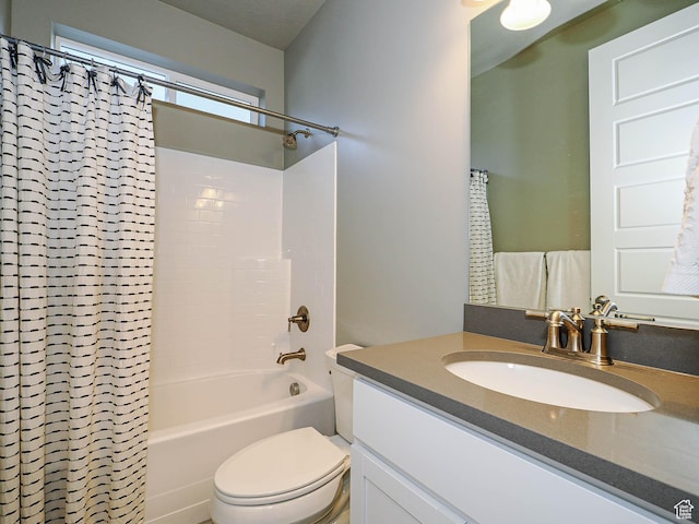 3631 W Cornstalk Way S, Riverton, UT 84065 - bathroom with shower / bath combination with curtain, toilet, and vanity