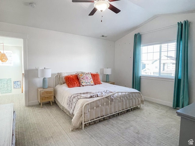 446 E Rue De Paris, Vineyard, UT 84059 - bedroom with carpet flooring, ceiling fan, lofted ceiling, and visible vents