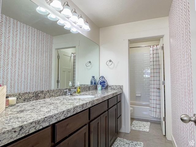 446 E Rue De Paris, Vineyard, UT 84059 - bathroom with toilet, vanity, tile patterned flooring, and wallpapered walls