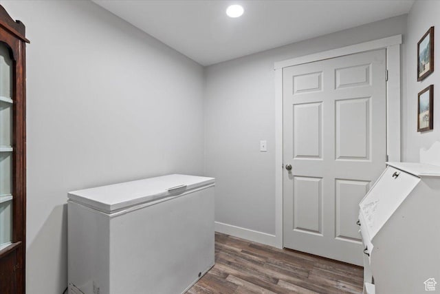 7217 W Mccuiston Ave S, Herriman, UT 84096 - clothes washing area with baseboards and dark wood finished floors