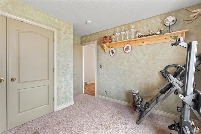 7217 W Mccuiston Ave S, Herriman, UT 84096 - workout room with carpet flooring, baseboards, and a textured ceiling