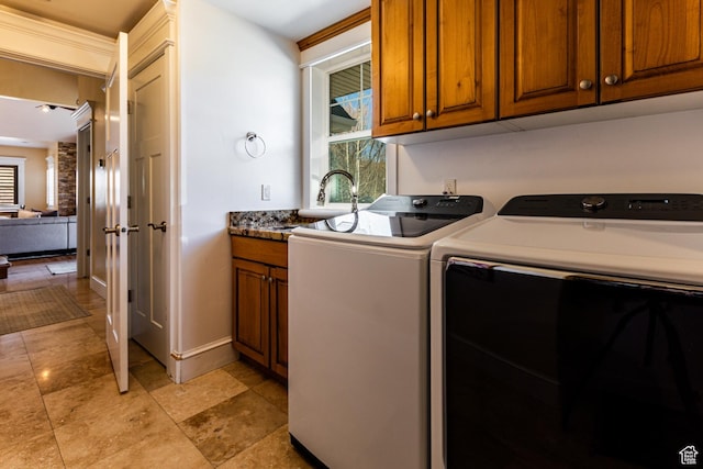 2503 W State Road 32, Peoa, UT 84061 - washroom with a sink, cabinet space, independent washer and dryer, and baseboards