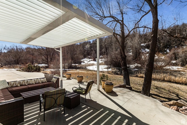 2503 W State Road 32, Peoa, UT 84061 - snow covered patio featuring fence and outdoor lounge area