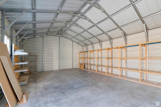 garage with metal wall