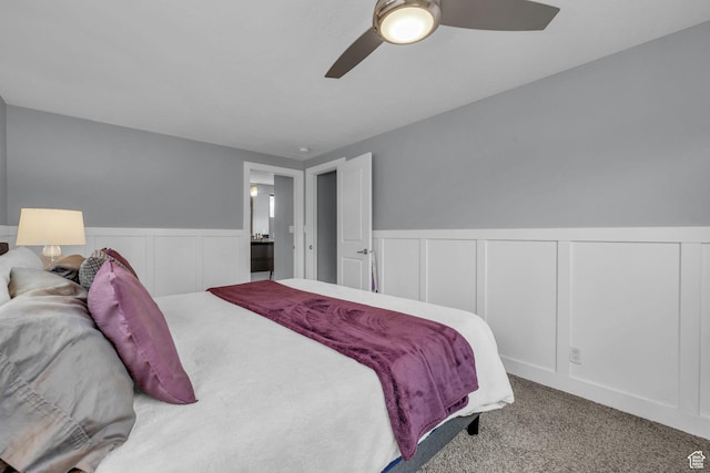 175 E Millerberg Dr S, Sandy, UT 84070 - carpeted bedroom featuring a wainscoted wall and a ceiling fan