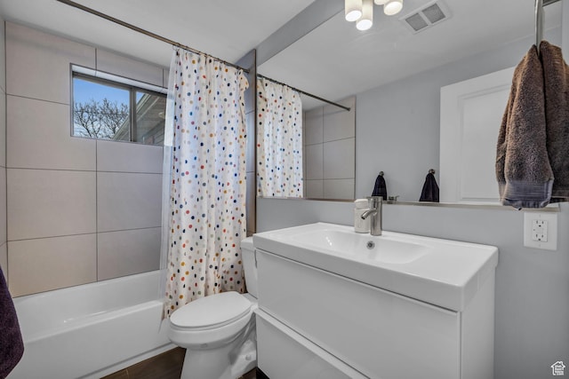 175 E Millerberg Dr S, Sandy, UT 84070 - full bath with visible vents, toilet, vanity, and shower / bathtub combination with curtain