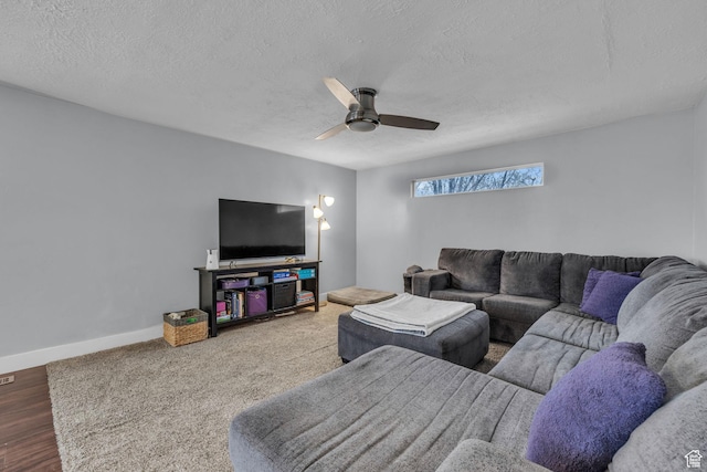 175 E Millerberg Dr S, Sandy, UT 84070 - living area with baseboards, ceiling fan, and a textured ceiling