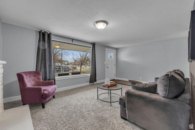 175 E Millerberg Dr S, Sandy, UT 84070 - living room featuring carpet flooring, baseboards, and a textured ceiling