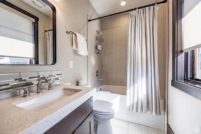 3788 Blackstone Dr Unit 19, Park City, UT 84098 - bathroom with toilet, shower / tub combo, decorative backsplash, and vanity